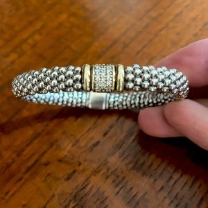 LAGOS CAVIAR Sterling Silver with 18kt Gold and Pave Diamond accent